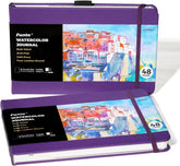 8.5"x5.5" Watercolor Journal Leather Cover 48 Pages Each 2 Pack - Funto